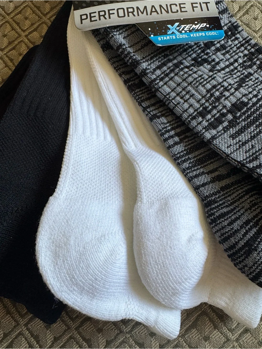Hanes Performance Fit 3-Pack Low-Cut Socks - Black, White, Gray Marled